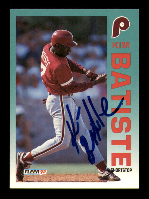 Kim Batiste Autographed 1992 Fleer Card #522 Philadelphia Phillies