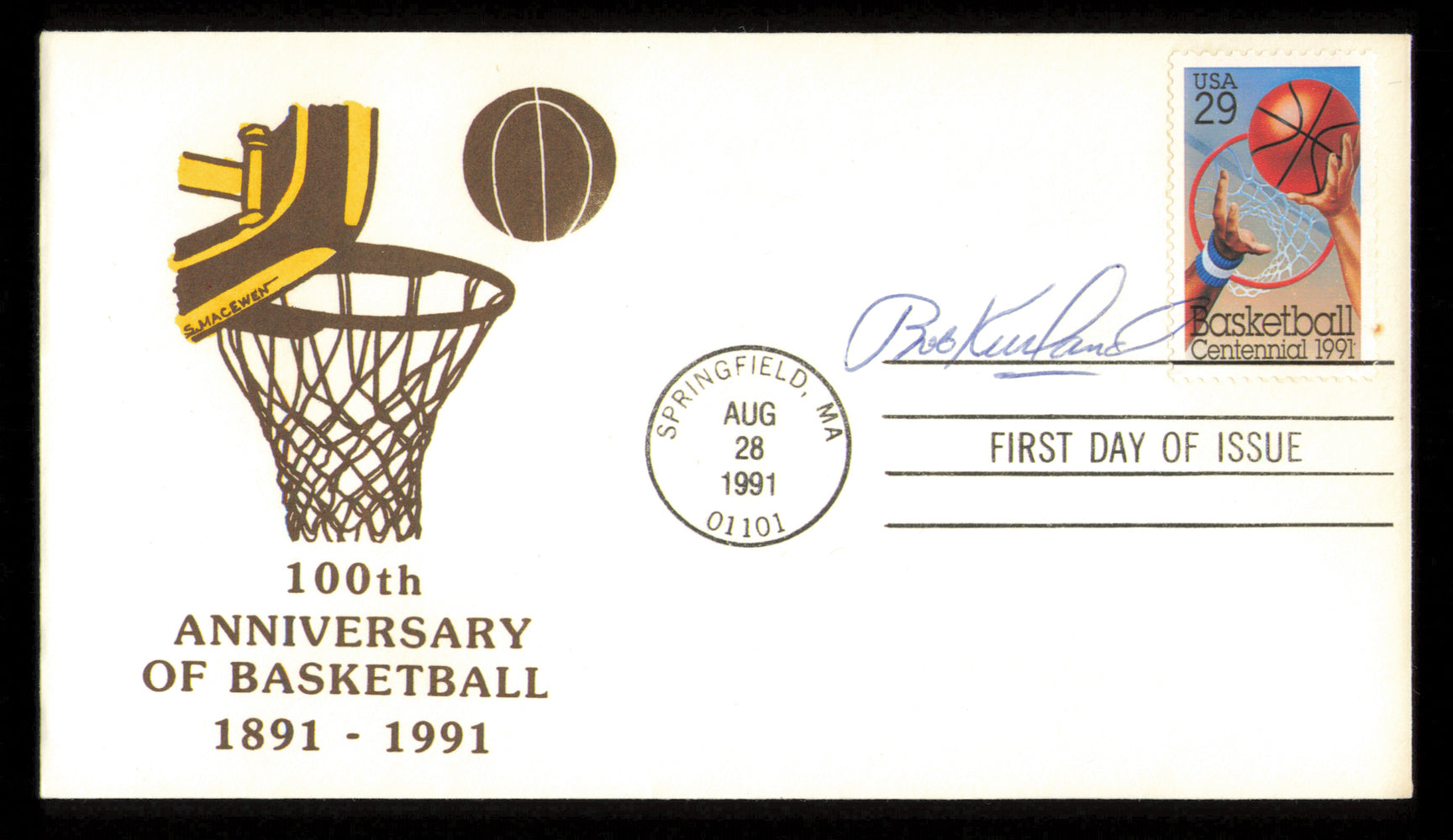 Bob Kurland Autographed 1991 100th Anniversary First Day Cover Oklahoma State