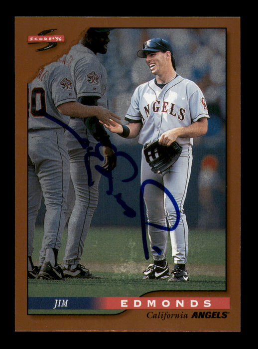 Jim Edmonds Autographed 1996 Score Dugout Card #4 California Angels