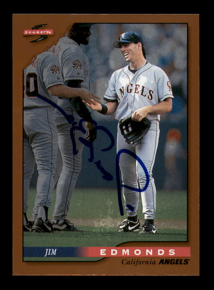 Jim Edmonds Autographed 1996 Score Dugout Card #4 California Angels