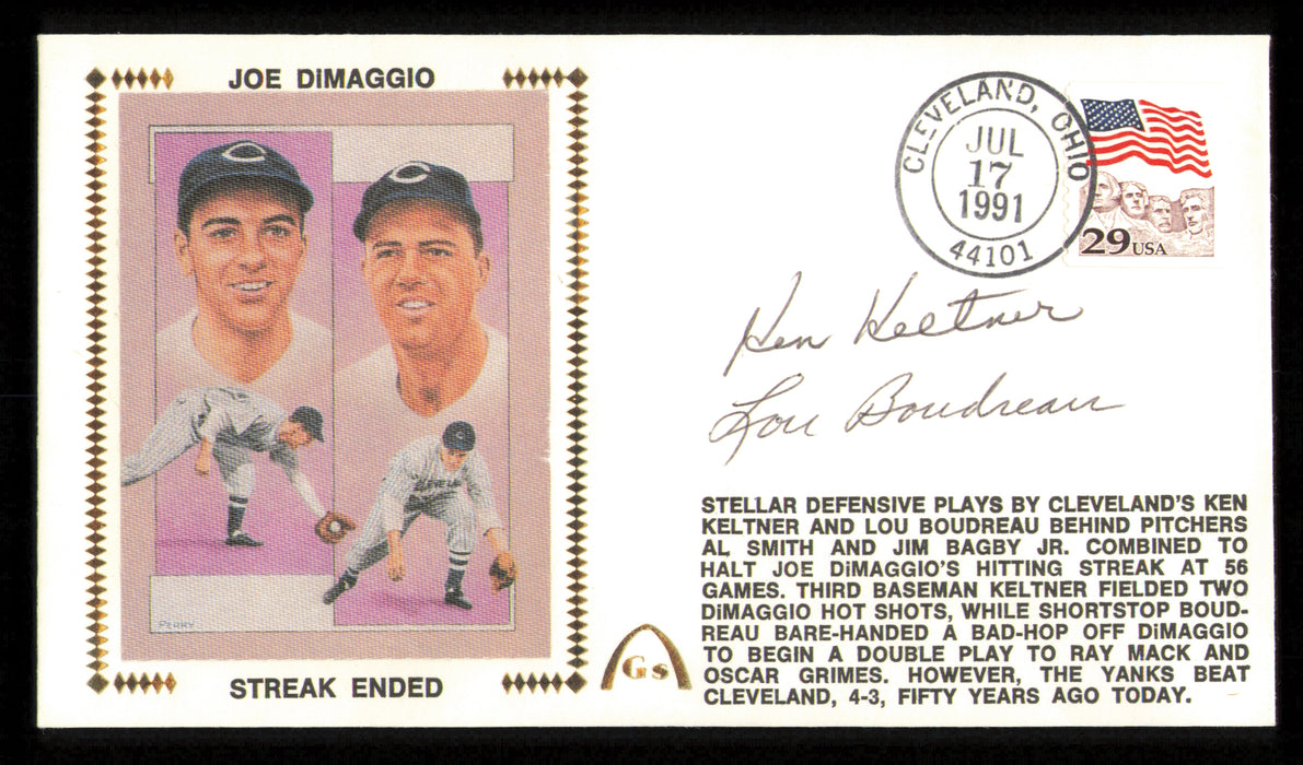 Ken Keltner & Lou Boudreau Autographed 1991 First Day Cover