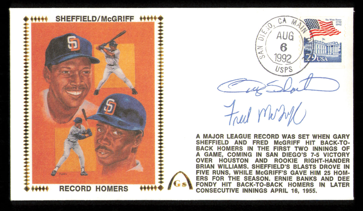 Fred McGriff & Gary Sheffield Autographed 1992 First Day Cover San Diego Padres