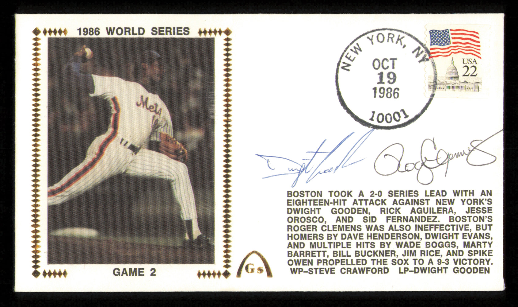 Roger Clemens & Dwight "Doc" Gooden Autographed 1986 First Day Cover