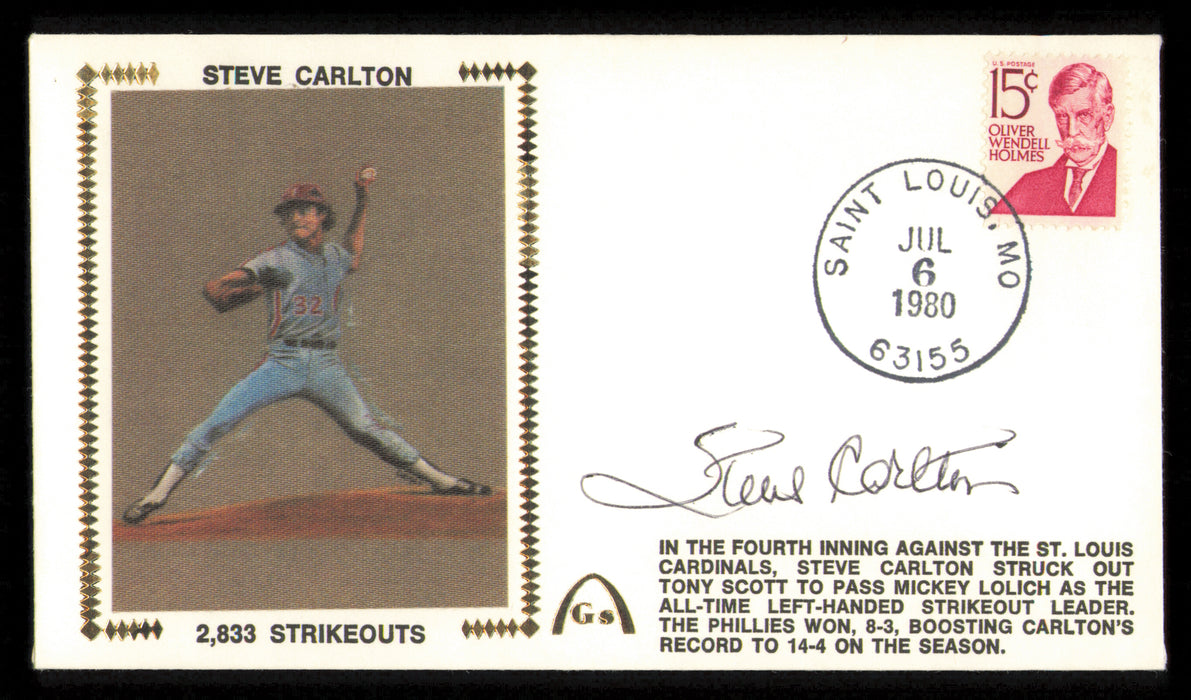 Steve Carlton Autographed 1980 First Day Cover Philadelphia Phillies