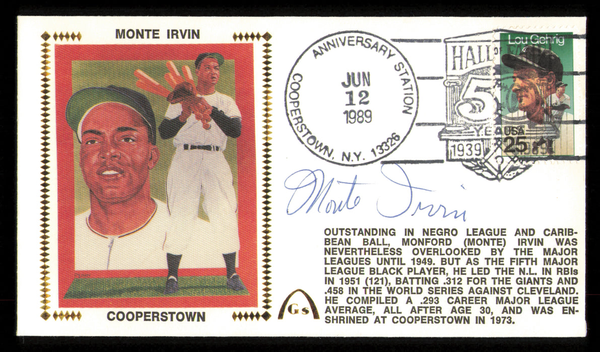 Monte Irvin Autographed 1989 First Day Cover New York Giants