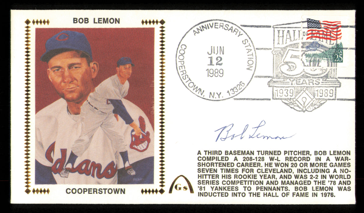 Bob Lemon Autographed 1989 First Day Cover Cleveland Indians