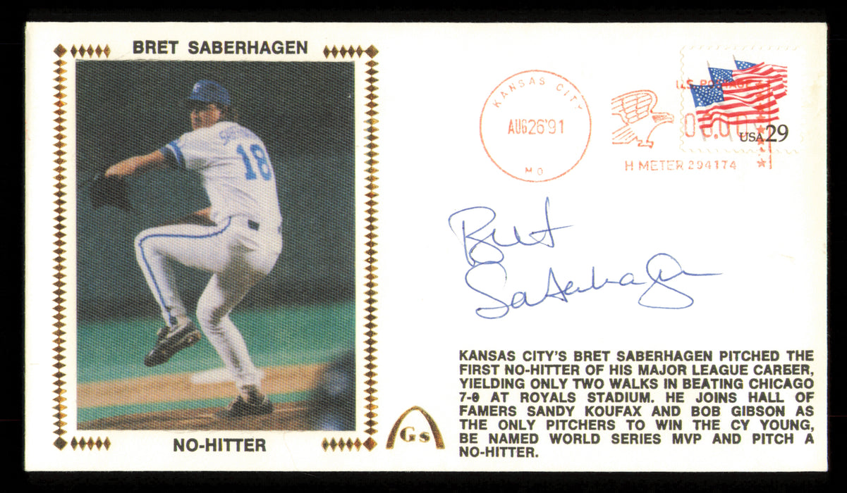 Bret Saberhagen Autographed 1991 First Day Cover Kansas City Royals