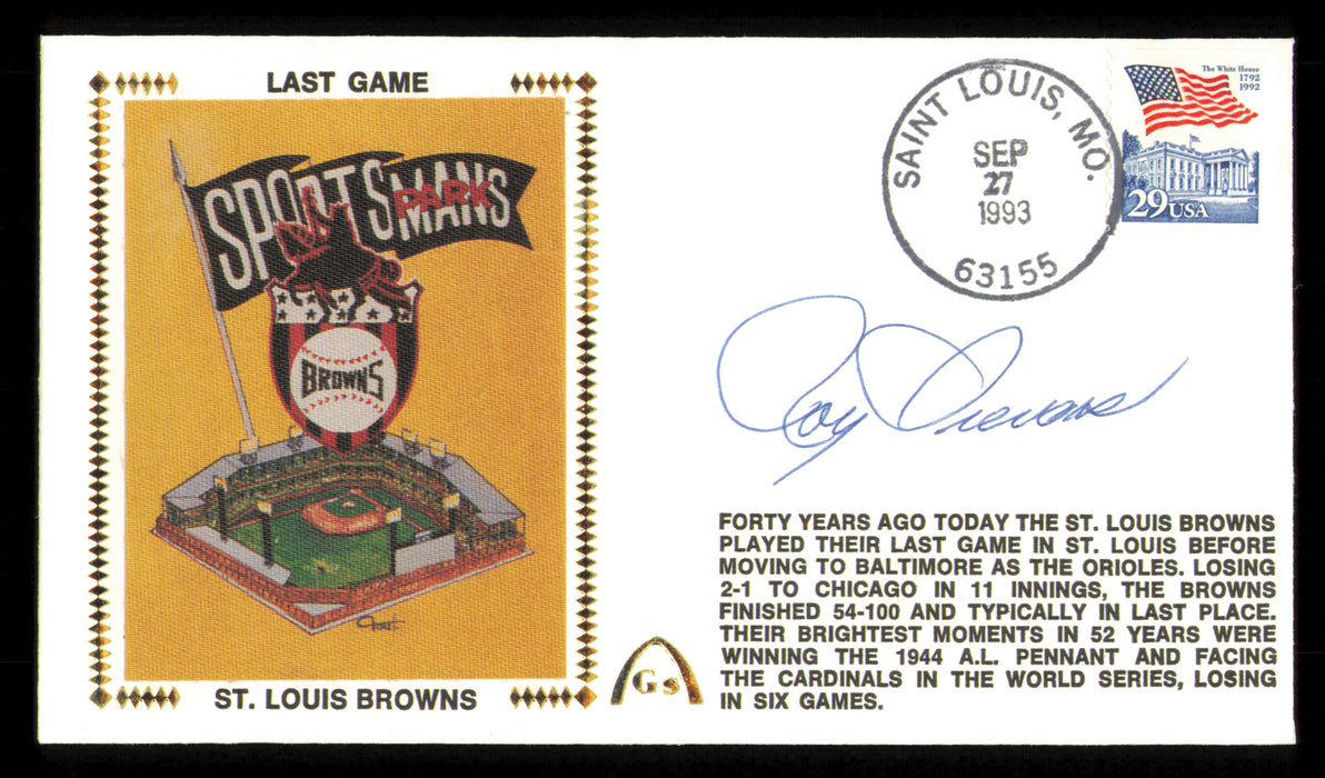 Roy Sievers Autographed 1993 First Day Cover St. Louis Browns