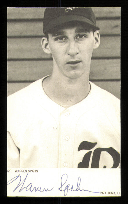 Warren Spahn Autographed 1974 TCMA Card Boston Braves (Trimmed)