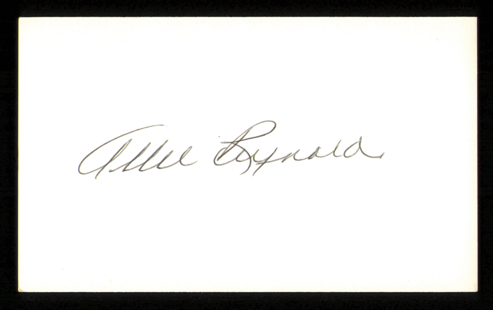 Allie Reynolds Autographed 3x5 Index Card New York Yankees