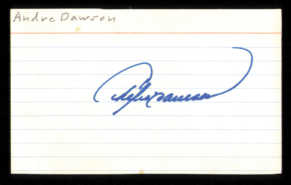 Andre Dawson Autographed 3x5 Index Card Chicago Cubs Glued To 3x5 Photo