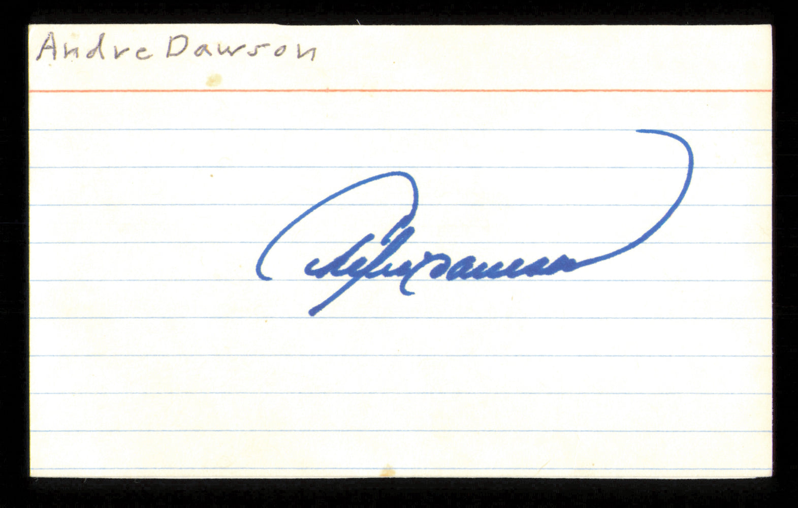 Andre Dawson Autographed 3x5 Index Card Chicago Cubs Glued To 3x5 Photo