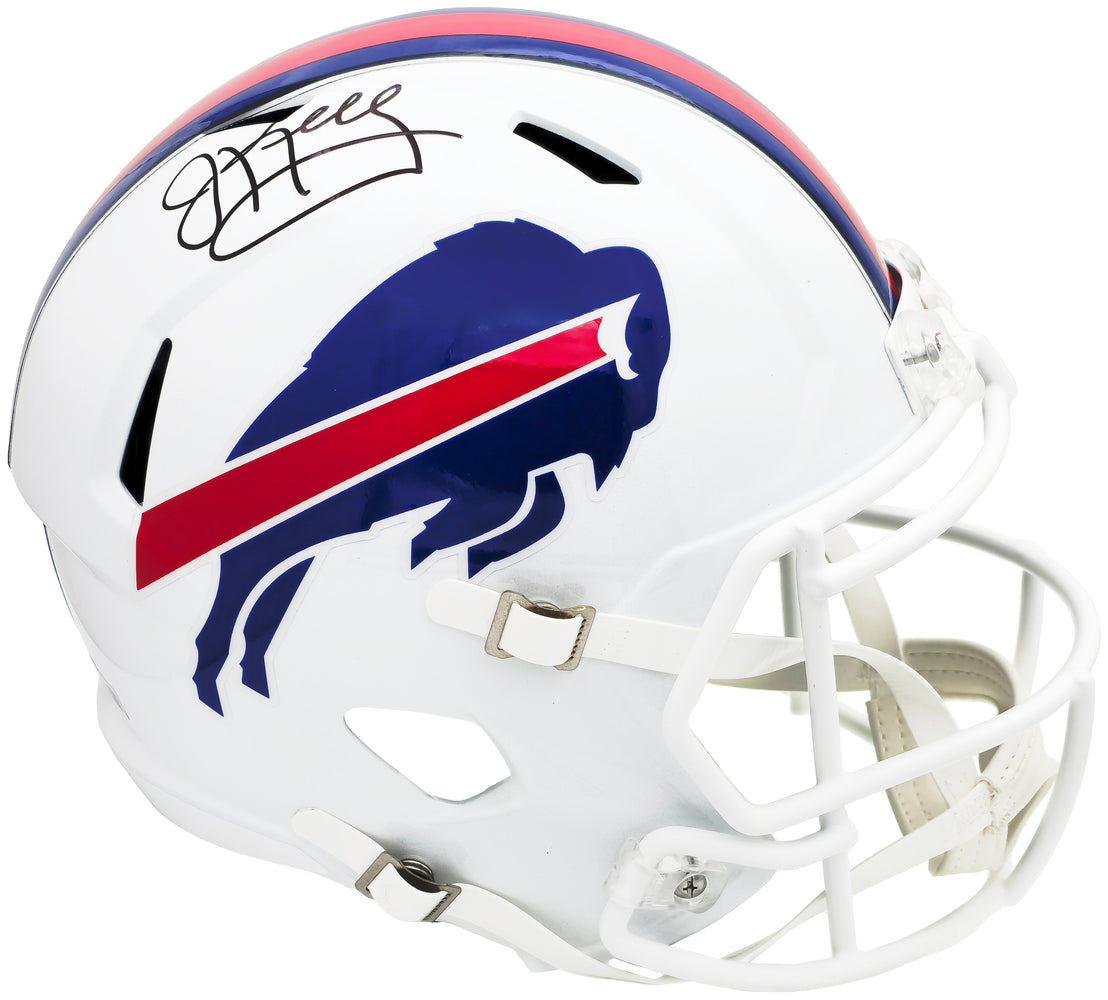 Jim Kelly Autographed Buffalo Bills White Full Size Speed Replica Helmet Beckett BAS Witness