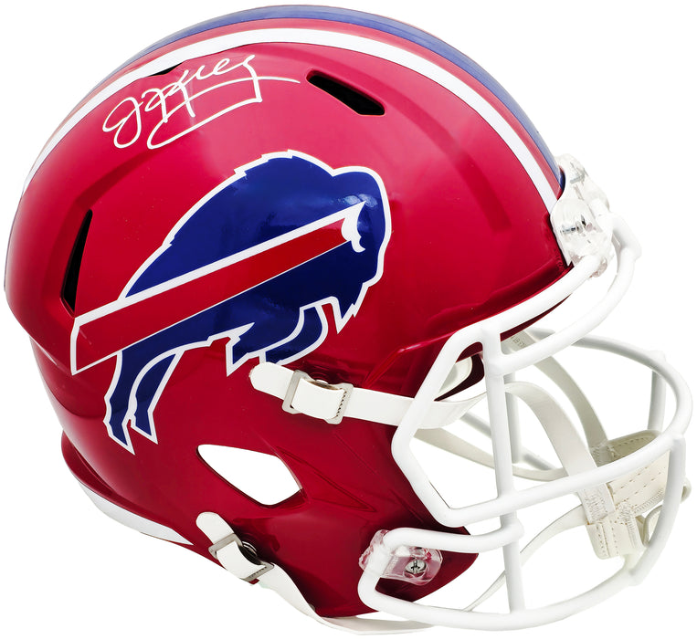 Jim Kelly Autographed Buffalo Bills Red 87-01 Throwback Full Size Speed Replica Helmet Beckett BAS Witness
