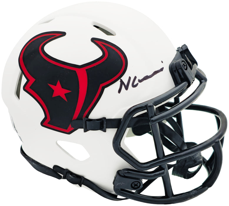 Nico Collins Autographed Houston Texans Lunar Eclipse White Speed Mini Helmet Beckett BAS Witness