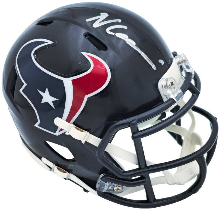 Nico Collins Autographed Houston Texans Blue Speed Mini Helmet Beckett BAS Witness