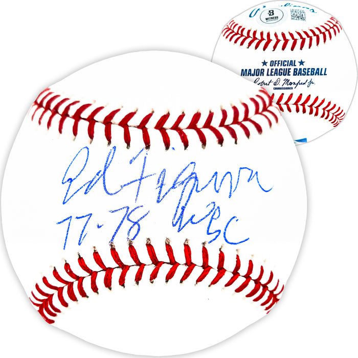 Ed Figueroa Autographed Official MLB Baseball New York Yankees "77 & 78 WSC" Beckett BAS Witness