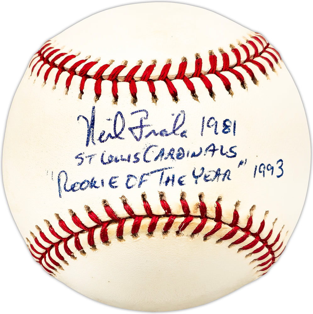 Neil Fiala Autographed Official NL Baseball St. Louis Cardinals "1981 Rookie of the Year"