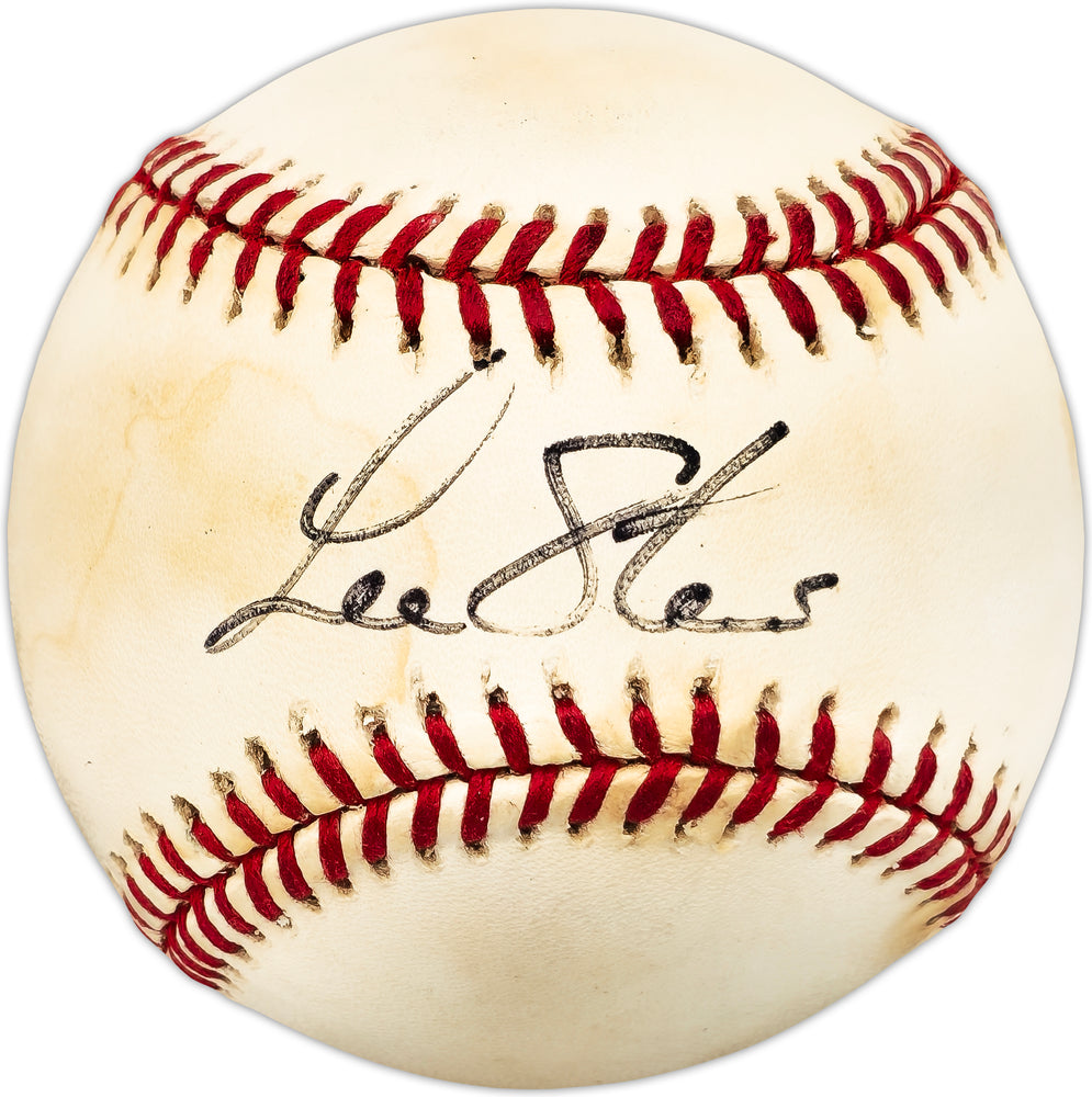 Lee Stevens Autographed Official AL Baseball Los Angeles Angels, Texas Rangers