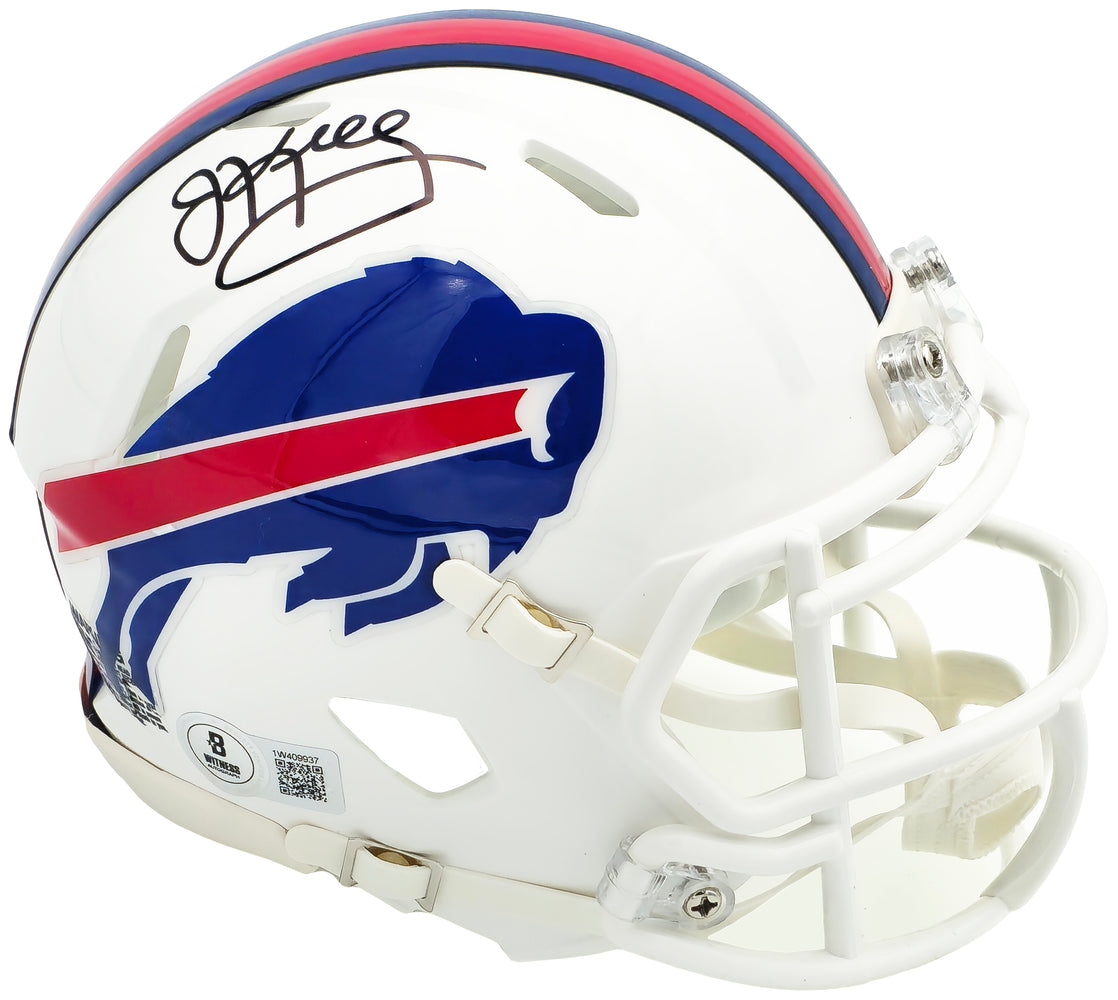 Jim Kelly Autographed Buffalo Bills White Speed Mini Helmet Beckett BAS Witness
