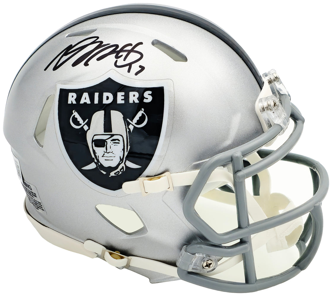 Davante Adams Autographed Las Vegas Raiders Silver Speed Mini Helmet Beckett BAS Witness