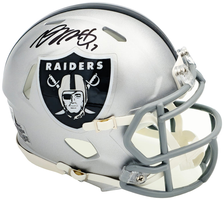 Davante Adams Autographed Las Vegas Raiders Silver Speed Mini Helmet Beckett BAS Witness
