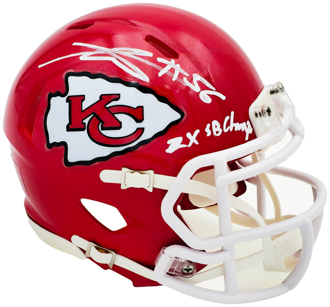 George Karlaftis Autographed Kansas City Chiefs Red Speed Mini Helmet "2x SB Champs" Beckett BAS Witness