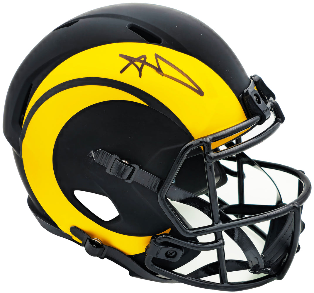 Aaron Donald Autographed Los Angeles Rams Eclipse Black Full Size Speed Replica Helmet Beckett BAS Witness