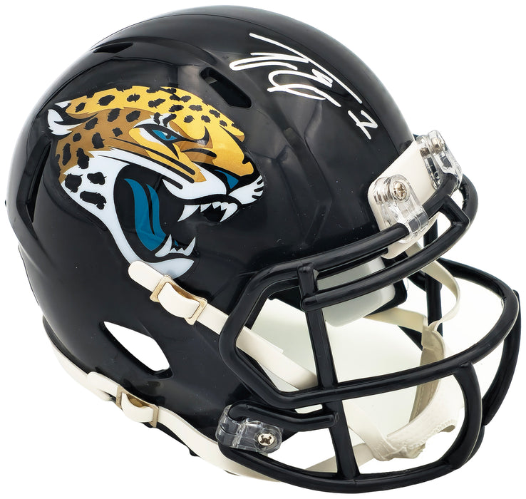 Travis Etienne Autographed Jacksonville Jaguars Black Speed Mini Helmet Beckett BAS Witness