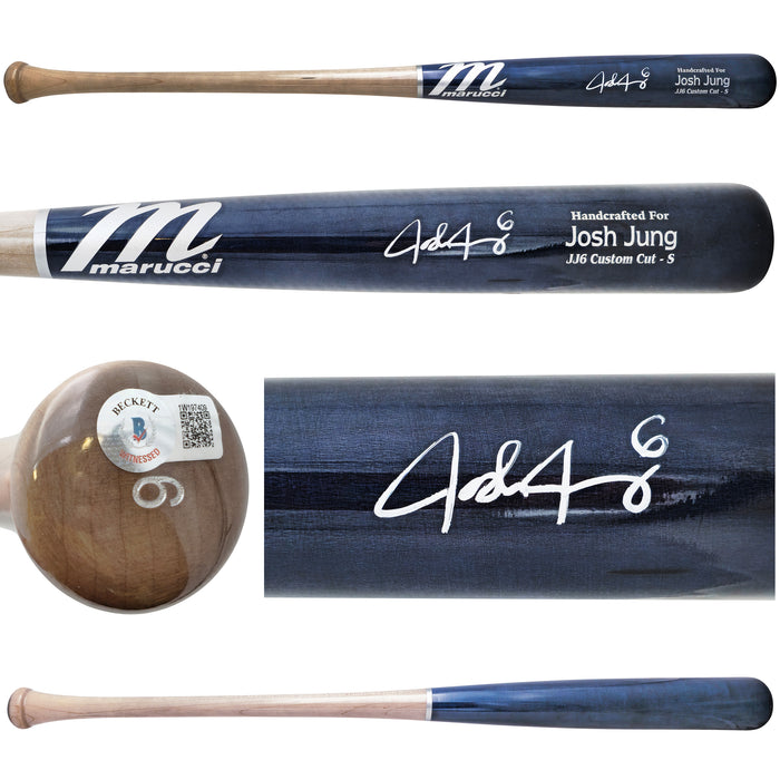 Josh Jung Autographed Navy & Grey Marucci Player Model Baseball Bat Texas Rangers Beckett BAS Witness