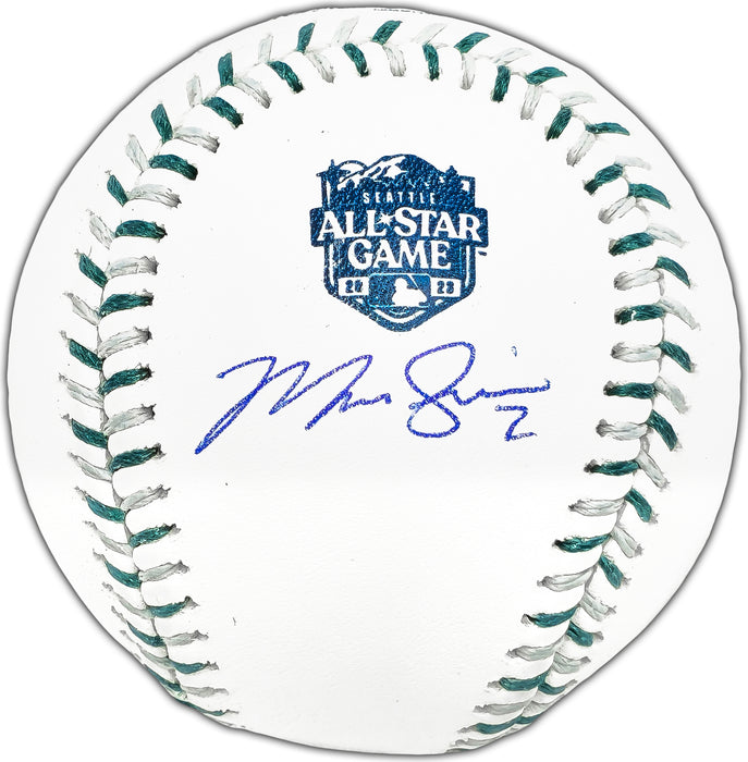 Marcus Semien Autographed Official 2023 All Star Game Logo Game Baseball Texas Rangers Beckett BAS Witness
