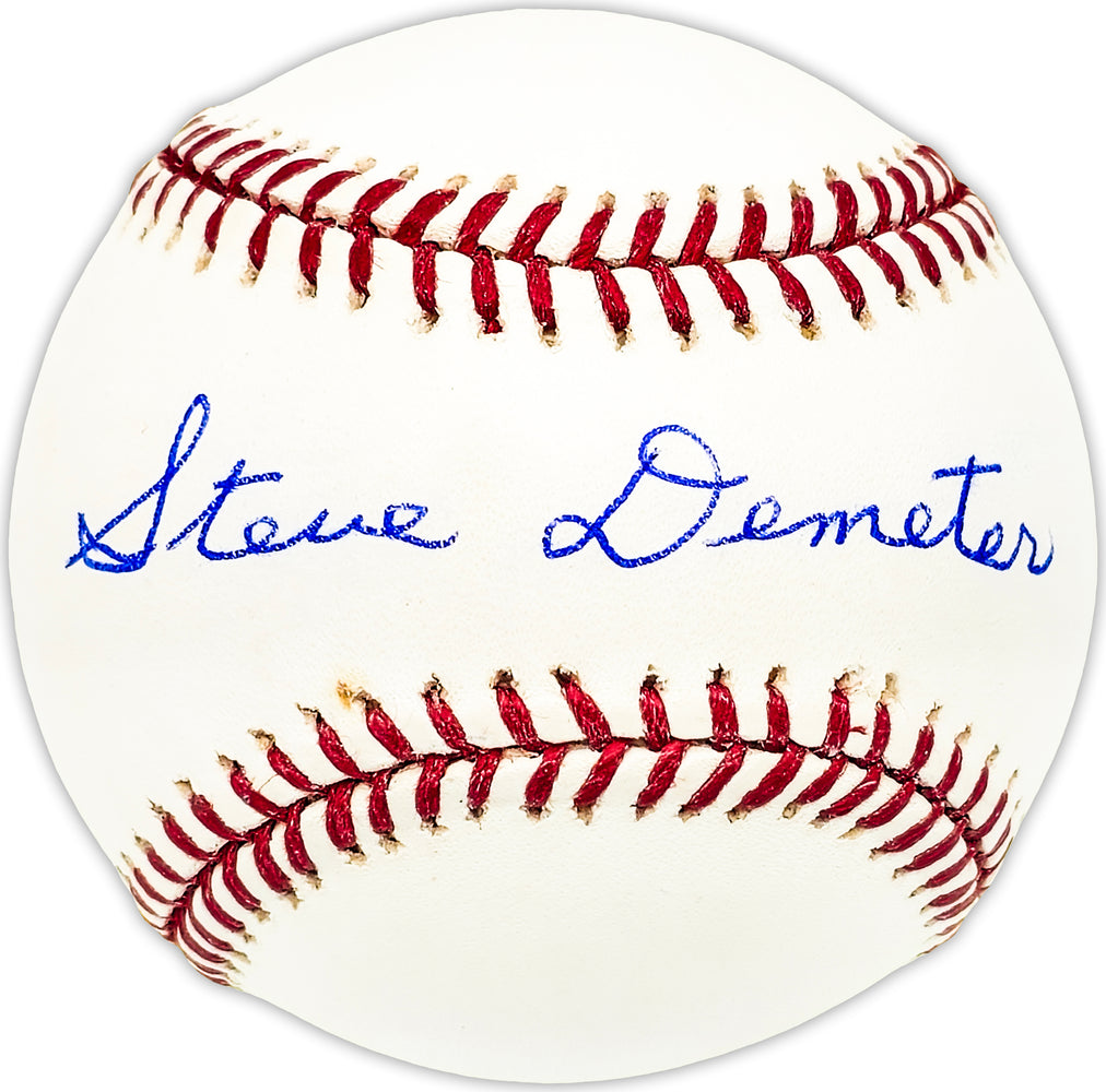 Steve Demeter Autographed Official MLB Baseball Detroit Tigers, Cleveland Indians Beckett BAS QR #BM25175