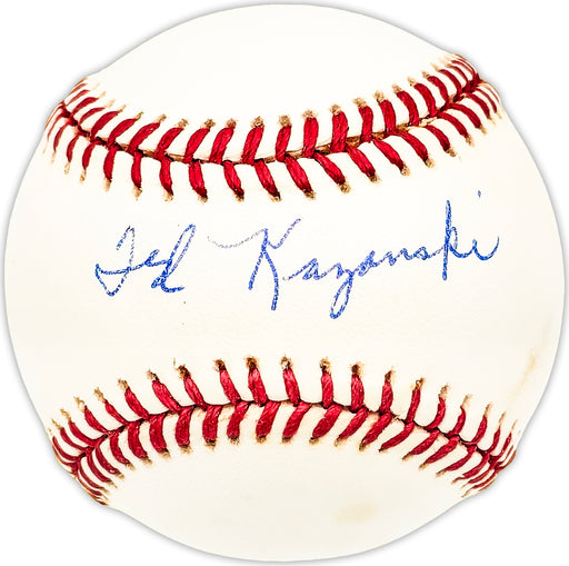 Ted Kazanski Autographed Official NL Baseball Philadelphia Phillies Beckett BAS QR #BM25277