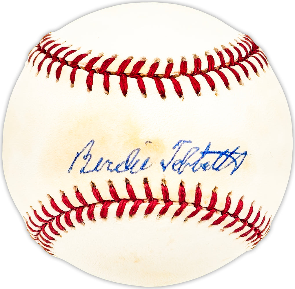 Birdie Tebbetts Autographed Official NL Baseball Boston Red Sox, Detroit Tigers Beckett BAS QR #BM25560