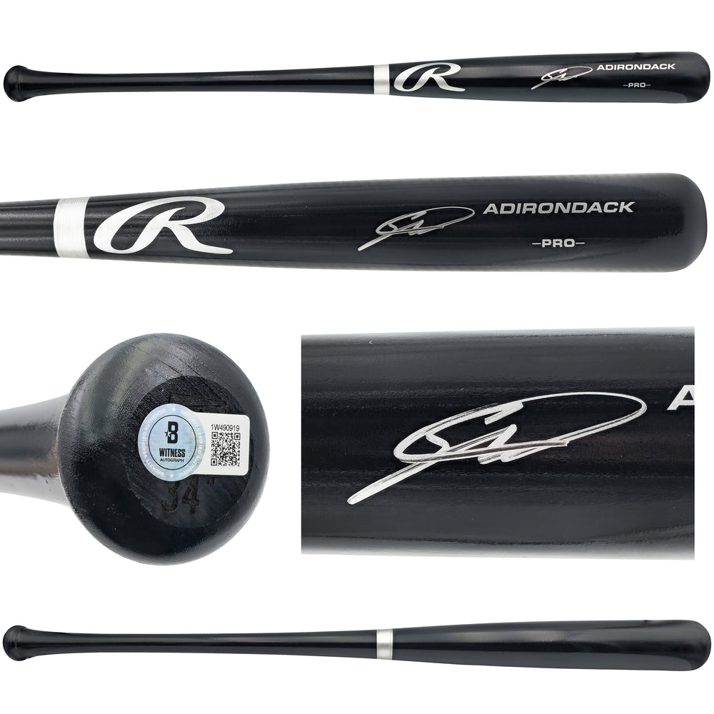 Sebastian Walcott Autographed Black Rawlings Adirondack Baseball Bat Texas Rangers Beckett BAS Witness