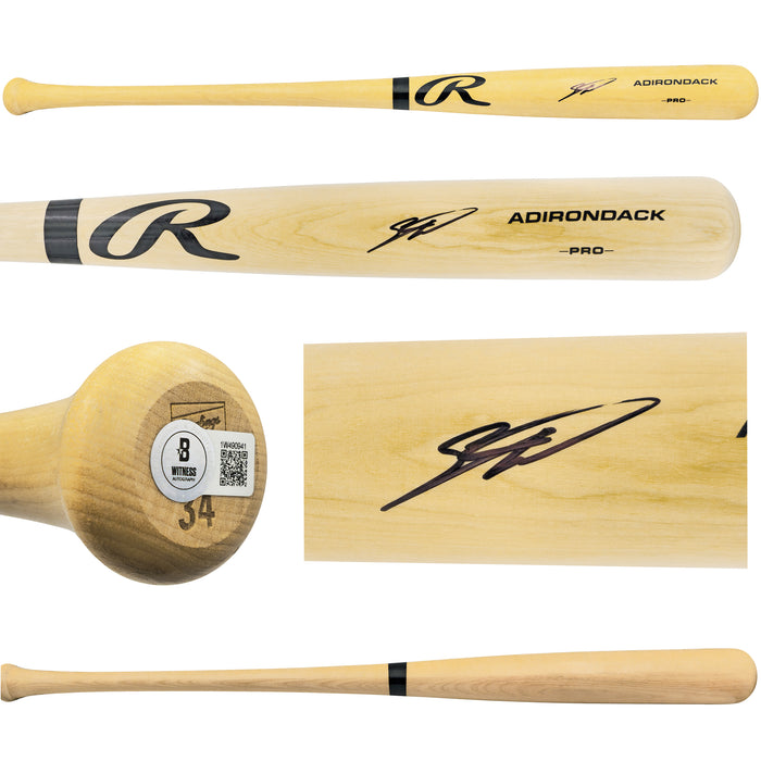 Sebastian Walcott Autographed Blonde Rawlings Adirondack Baseball Bat Texas Rangers Beckett BAS Witness