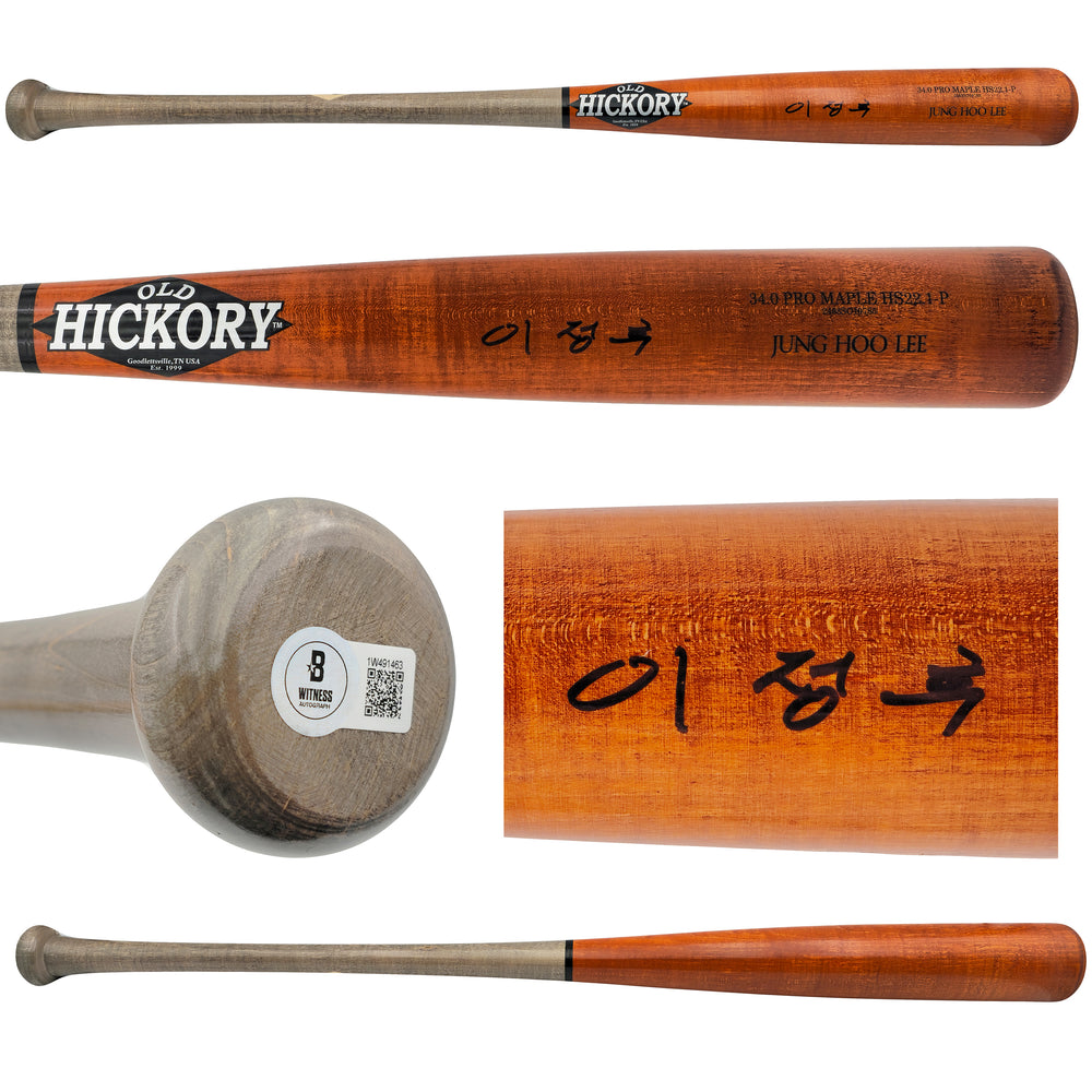 Jung Hoo Lee Autographed Orange & Gray Old Hickory Player Model Baseball Bat San Francisco Giants Signed In Korean Beckett BAS Witness