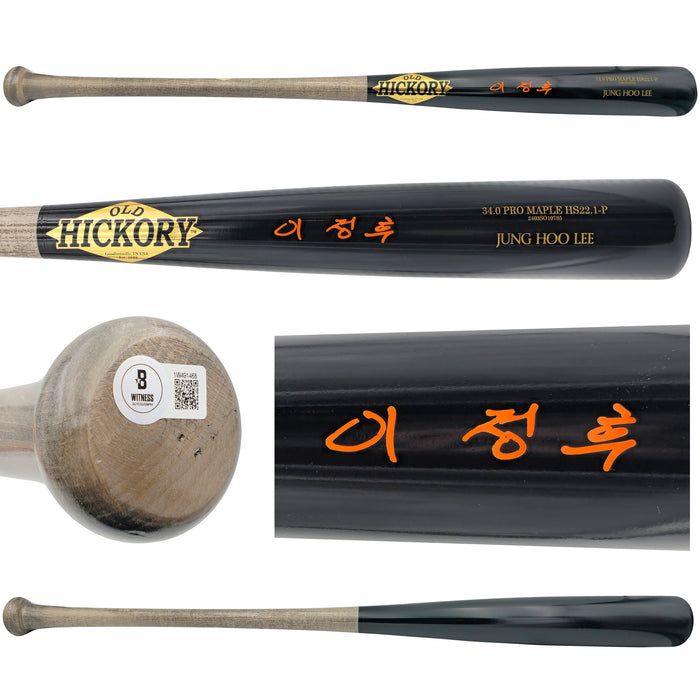 Jung Hoo Lee Autographed Black & Gray Old Hickory Player Model Baseball Bat San Francisco Giants Signed In Korean Beckett BAS Witness