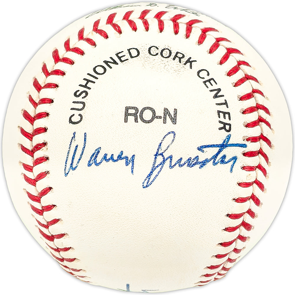 Warren Brusstar Autographed Official NL Baseball Philadelphia Phillies, Chicago Cubs Signed Twice