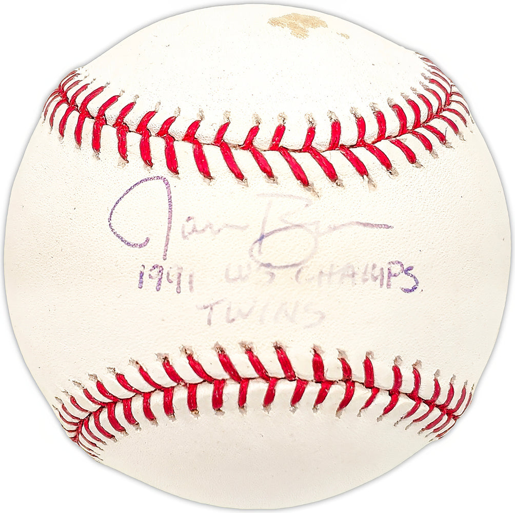 Jarvis Brown Autographed Official MLB Baseball Minnesota Twins "1991 WS Champs Twins"