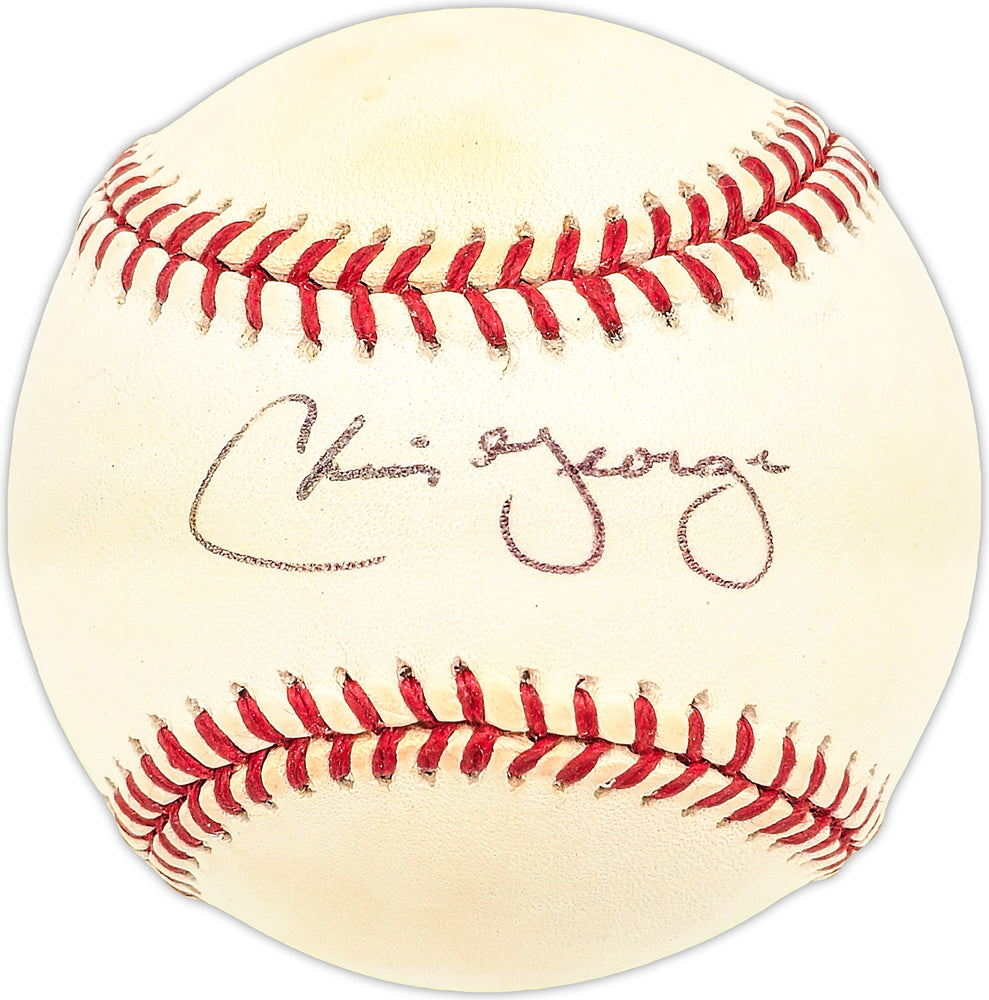 Chris George Autographed Official MLB Baseball Milwaukee Brewers, Kansas City Royals