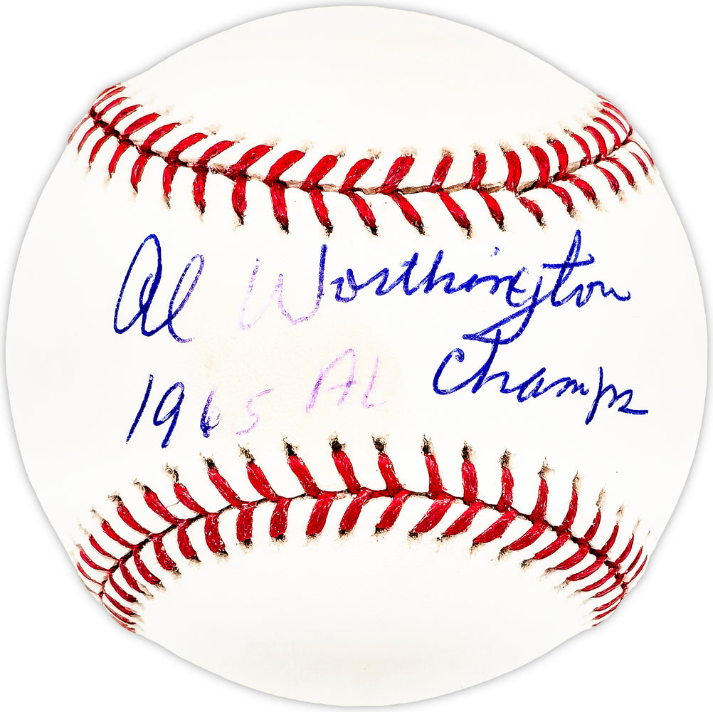 Al Worthington Autographed Official MLB Baseball Minnesota Twins "1965 AL Champs"