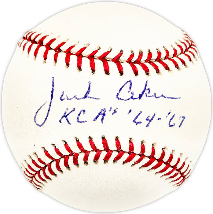 Jack Aker Autographed Official AL Baseball KC A's "64-'67"