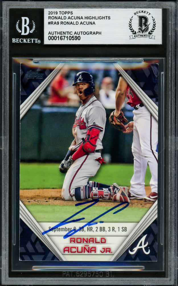 Ronald Acuna Jr. Autographed 2019 Topps Player Highlights Card #RA-9 Atlanta Braves Beckett BAS #16710590