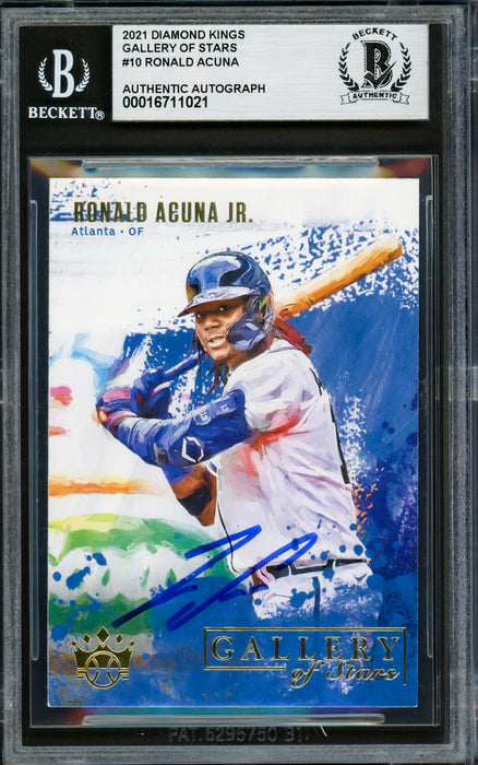 Ronald Acuna Jr. Autographed 2021 Diamond Kings Gallery of Stars Card #GS10 Atlanta Braves Beckett BAS #16711021