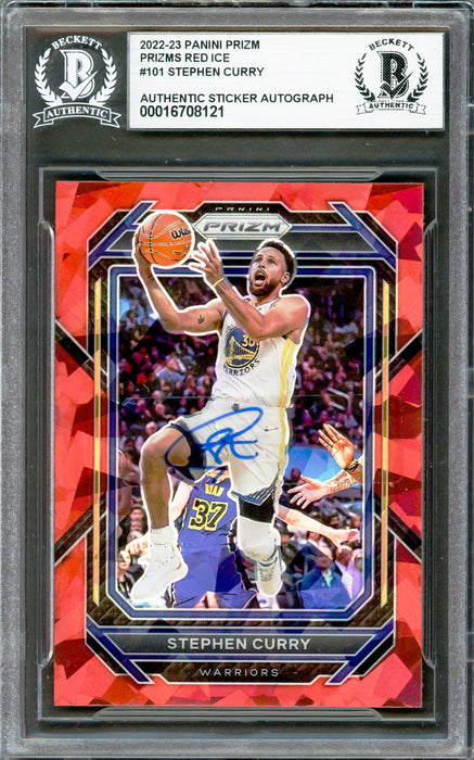Stephen Curry Autographed 2022-23 Panini Prizm Red Ice Card #101 Golden State Warriors Beckett BAS #16708121