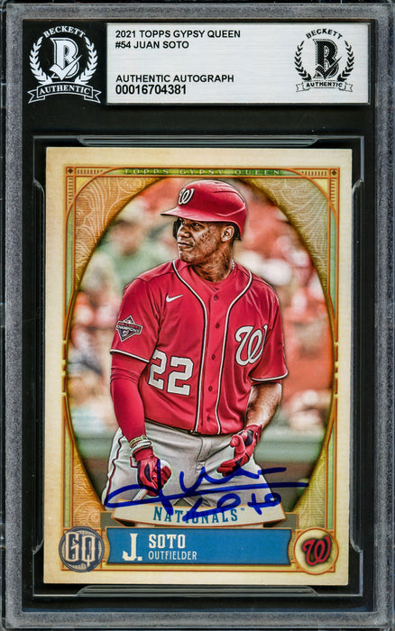 Juan Soto Autographed 2021 Topps Gypsy Queen Card #54 New York Yankees Beckett BAS #16704381