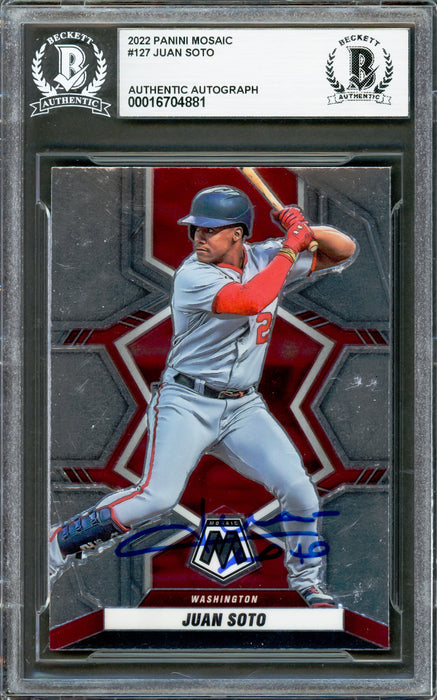 Juan Soto Autographed 2022 Panini Mosaic Card #127 New York Yankees Beckett BAS #16704881