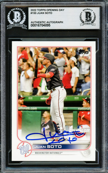 Juan Soto Autographed 2022 Topps Opening Day Card #150 New York Yankees Beckett BAS #16704895