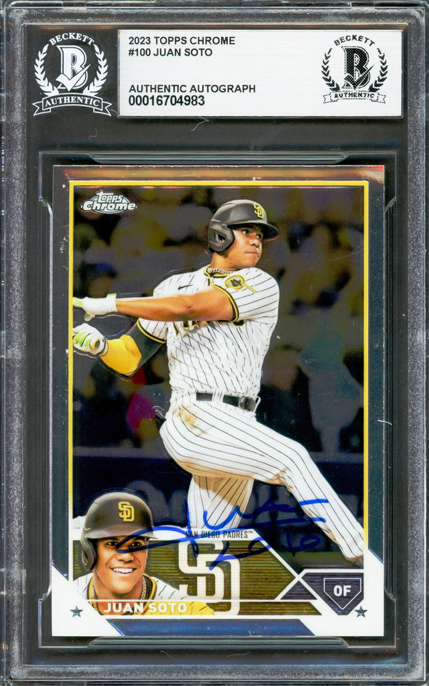 Juan Soto Autographed 2023 Topps Chrome Card #100 New York Yankees Beckett BAS #16704983
